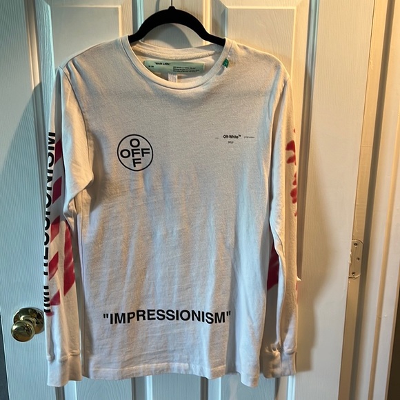 Diag Stencil Off-White Long Sleeve T-shirt - Picture 1 of 5
